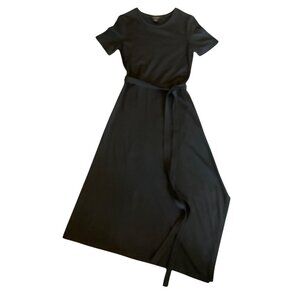 Club Monaco Sz Medium Midi Dress A-Line Black Asymmetric Minimalist
